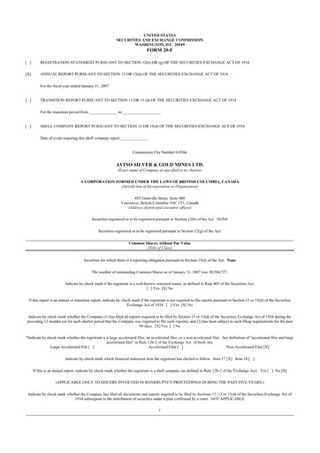 Thumbnail Avino Silver & Gold Mines
 20-F Annual Report 