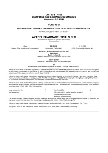 Thumbnail Avadel Pharmaceuticals
 10-Q Quarterly Report FY2017 