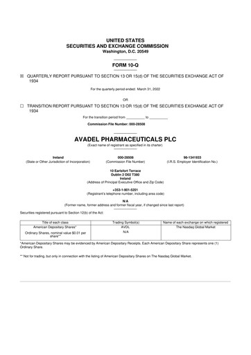 Thumbnail Avadel Pharmaceuticals
 10-Q Quarterly Report FY2022 