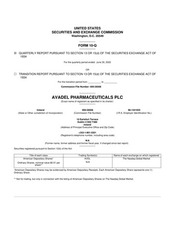 Thumbnail Avadel Pharmaceuticals
 10-Q Quarterly Report FY2022 