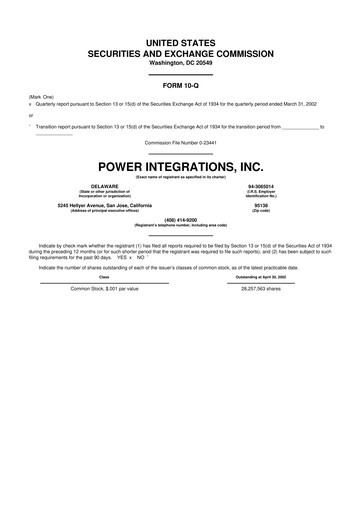Thumbnail Power Integrations
 10-Q Quarterly Report FY 