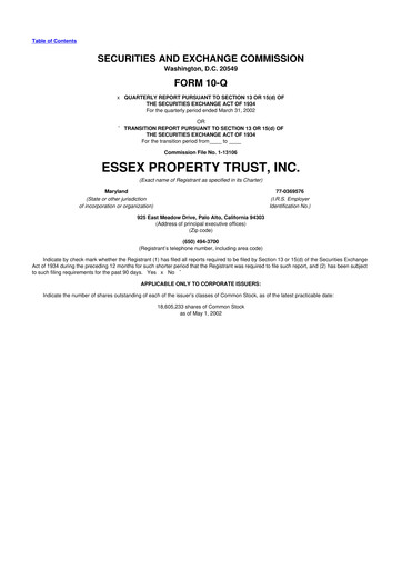 Thumbnail Essex Property Trust
 10-Q Quarterly Report FY 