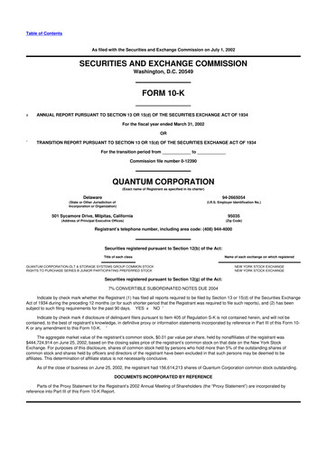 Vorschaubild Quantum Corporation 10-K Jahresbericht 