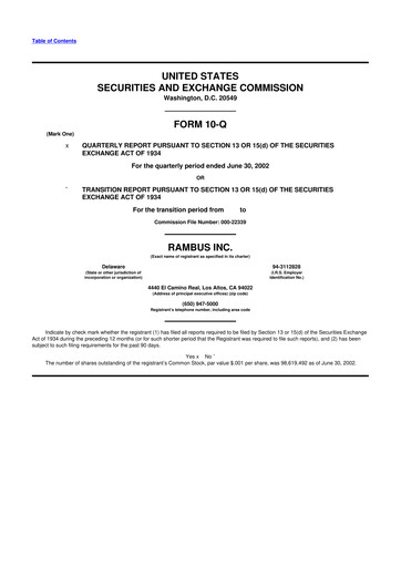 Thumbnail Rambus 10-Q Quarterly Report FY 