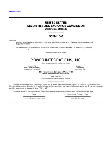 Thumbnail Power Integrations
 10-Q Quarterly Report FY 