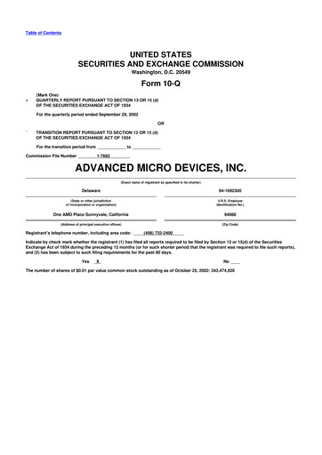 Thumbnail AMD 10-Q Quarterly Report FY 