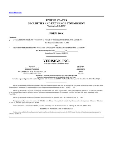 Thumbnail VeriSign 10-K Annual Report 