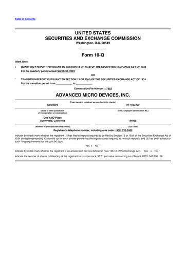 Thumbnail AMD 10-Q Quarterly Report FY 