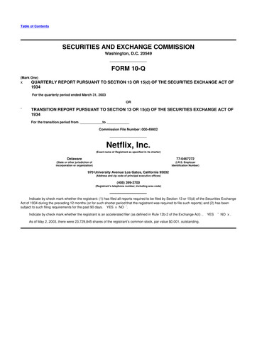 Vorschaubild Netflix 10-Q Quartalsbericht  