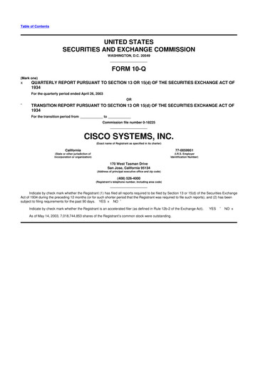 Thumbnail Cisco 10-Q Quarterly Report FY 