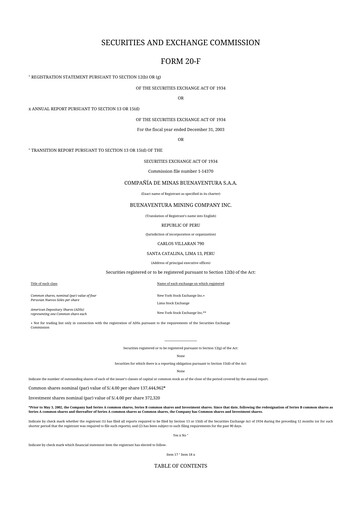 Thumbnail Buenaventura Mining Company  20-F Annual Report 