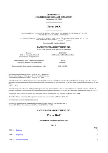 Thumbnail FactSet 10-K Annual Report 