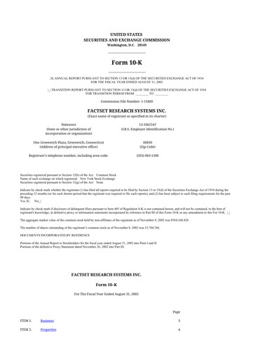 Thumbnail FactSet 10-K Annual Report 