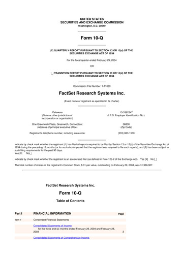 Thumbnail FactSet 10-Q Quarterly Report FY 