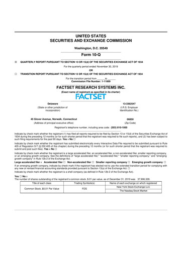 Thumbnail FactSet 10-Q Quarterly Report FY2020 