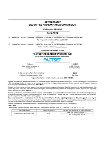 Thumbnail FactSet 10-Q Quarterly Report FY2020 