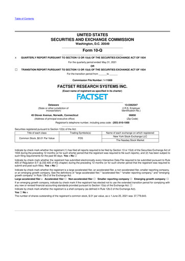 Thumbnail FactSet 10-Q Quarterly Report FY2021 