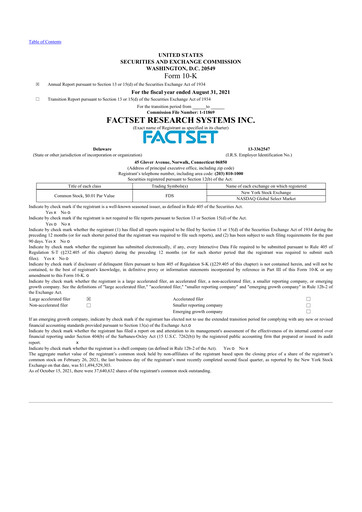 Thumbnail FactSet 10-K Annual Report 2021