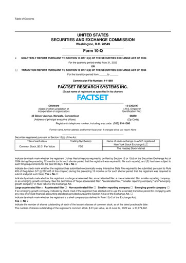 Thumbnail FactSet 10-Q Quarterly Report FY2022 