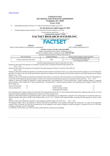 Thumbnail FactSet 10-K Annual Report 2022