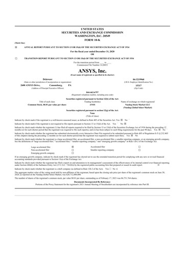 Thumbnail Ansys 10-K Annual Report 2020