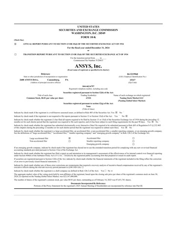 Thumbnail Ansys 10-K Annual Report 2024