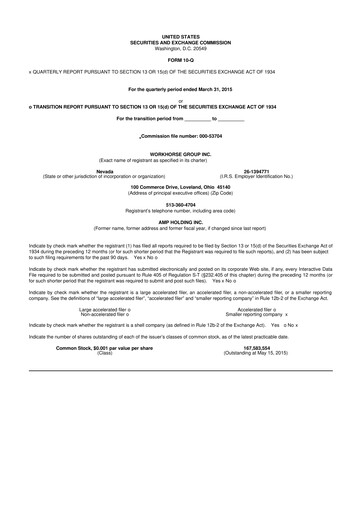 Thumbnail Workhorse Group
 10-Q Quarterly Report FY2015 