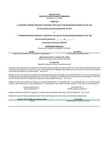 Thumbnail Workhorse Group
 10-Q Quarterly Report FY2015 