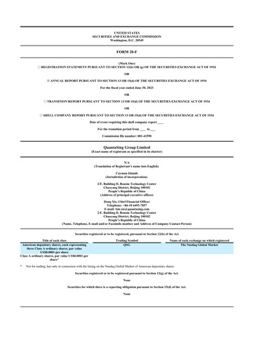 Vorschaubild QuantaSing Group 20-F Jahresbericht 2023