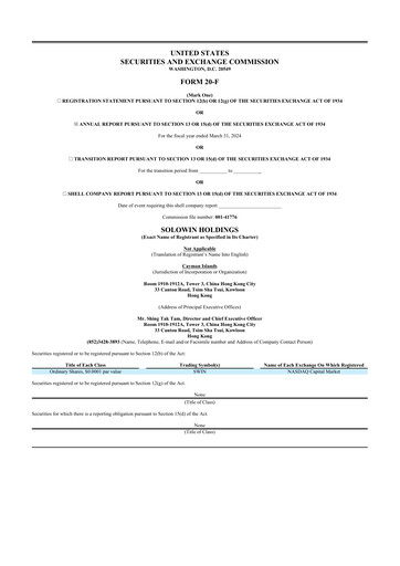 Thumbnail Solowin Holdings 20-F Annual Report 2024