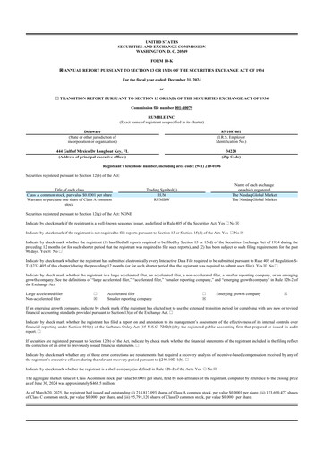 Vorschaubild Rumble 10-K Jahresbericht 2024