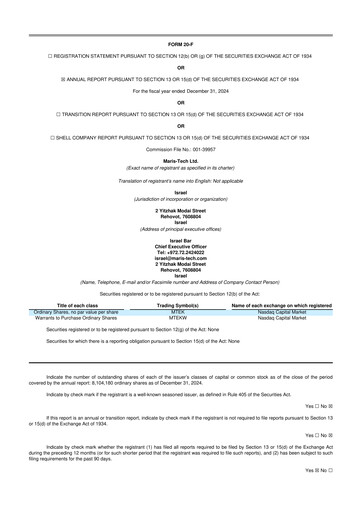 Thumbnail Maris Tech 20-F Annual Report 2024