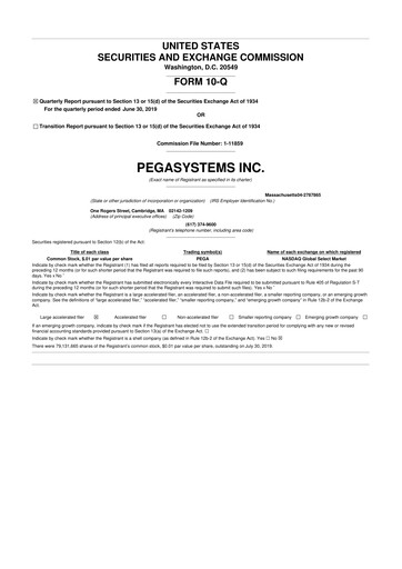 Thumbnail Pegasystems 10-Q Quarterly Report FY2019 