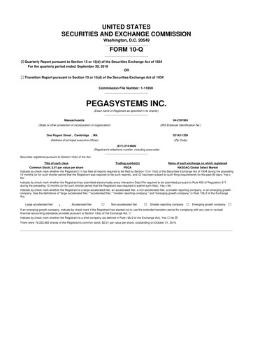 Thumbnail Pegasystems 10-Q Quarterly Report FY2019 