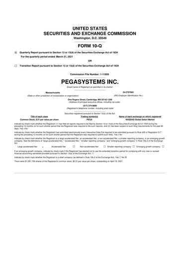 Thumbnail Pegasystems 10-Q Quarterly Report FY2021 