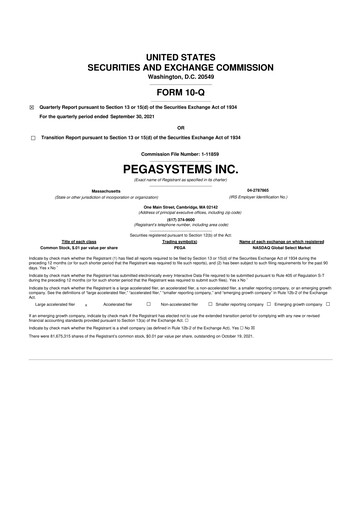 Thumbnail Pegasystems 10-Q Quarterly Report FY2021 