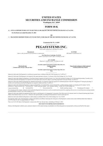 Thumbnail Pegasystems 10-K Annual Report 