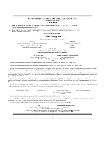 Thumbnail NRG Energy
 10-K Annual Report 2015