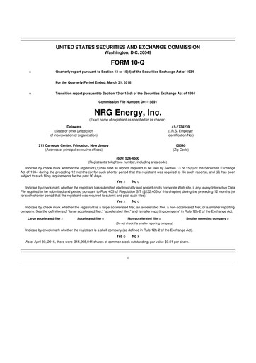 Thumbnail NRG Energy
 10-Q Quarterly Report FY2016 