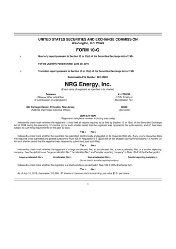 Thumbnail NRG Energy
 10-Q Quarterly Report FY2016 