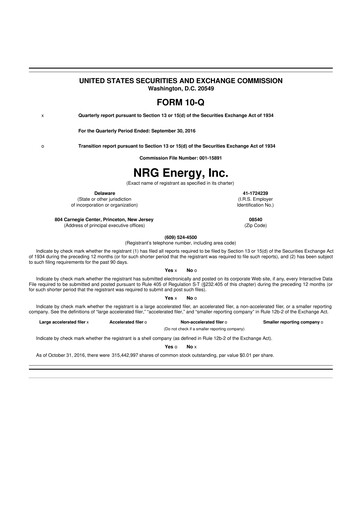 Thumbnail NRG Energy
 10-Q Quarterly Report FY2016 