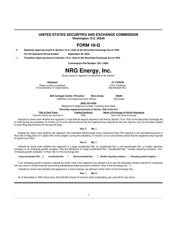 Thumbnail NRG Energy
 10-Q Quarterly Report FY2020 