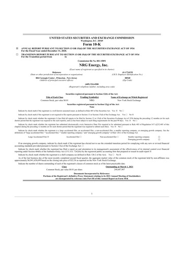 Thumbnail NRG Energy
 10-K Annual Report 2020