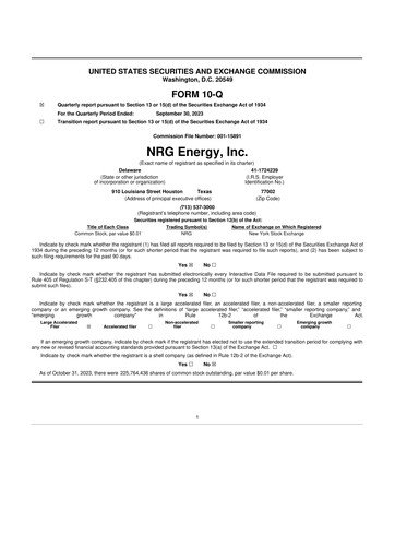 Thumbnail NRG Energy
 10-Q Quarterly Report FY2023 