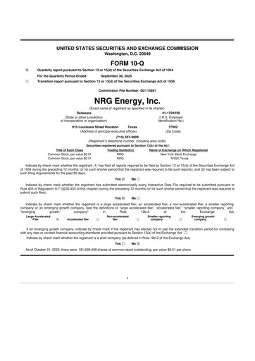 Thumbnail NRG Energy
 10-Q Quarterly Report FY2025 