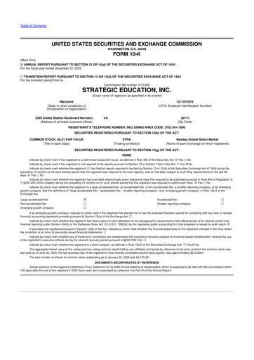 Miniature Strategic Education
 10-K Rapport annuel 2025