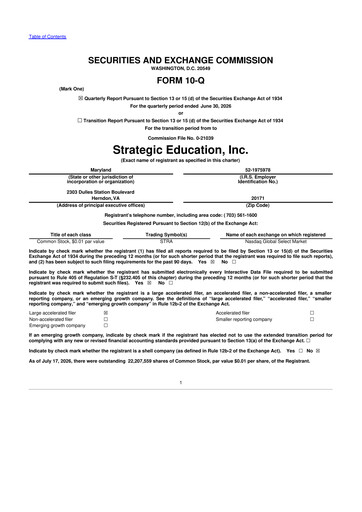 Vorschaubild Strategic Education
 10-Q Quartalsbericht 2026 