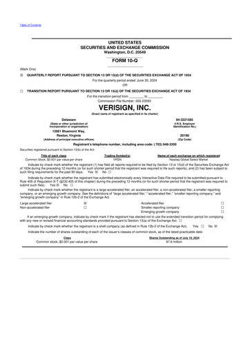 Thumbnail VeriSign 10-Q Quarterly Report FY2024 