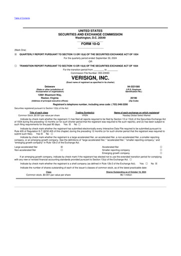 Thumbnail VeriSign 10-Q Quarterly Report FY2024 