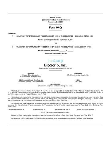 Thumbnail Option Care Health 10-Q Quarterly Report FY2011 